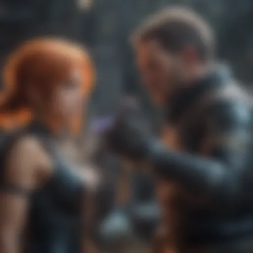 Dynamic clash of characters showcasing intense action