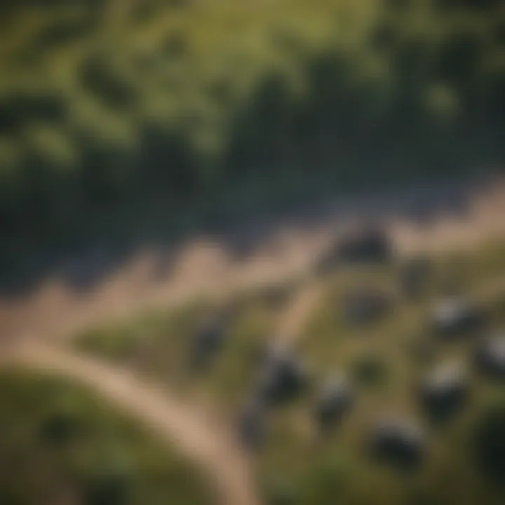 Aerial view of battlefield wreckage