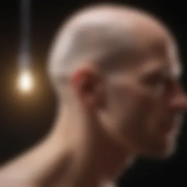 Reflecting Light: A Bald Figure in Profile