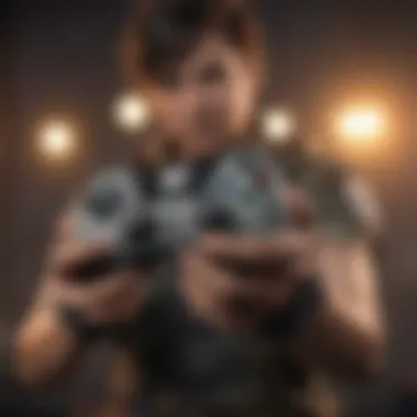 Gamers Showcasing Personalized Controllers Gamers engaged with Apex Legends, showcasing their personalized controllers