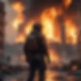 Inferno's Embrace Apocalyptic cityscape engulfed in flames