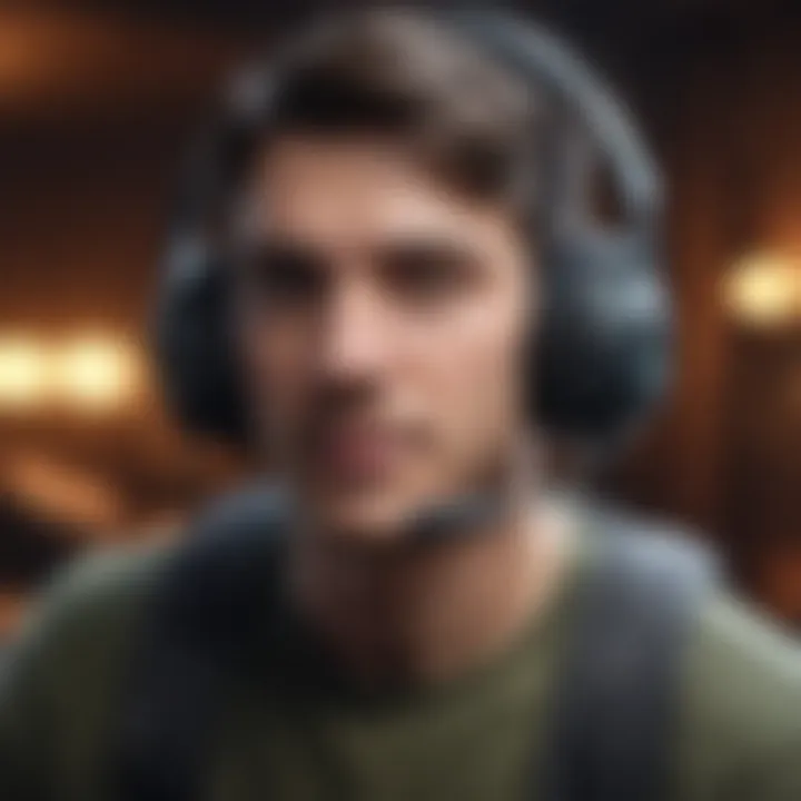Gamer immersed in gameplay using a comfortable headset