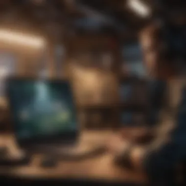 Immersive Gaming Experience User experiencing immersive gaming on a laptop