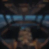 A detailed view of a complex flight simulator interface.