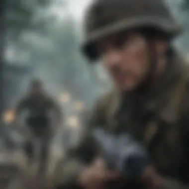 Intense Combat in Call of Duty: WWII Dramatic action scene from Call of Duty: WWII showcasing intense combat.