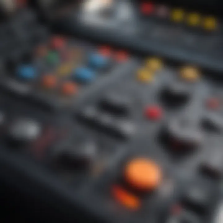 Close-up of arcade machine controls and buttons
