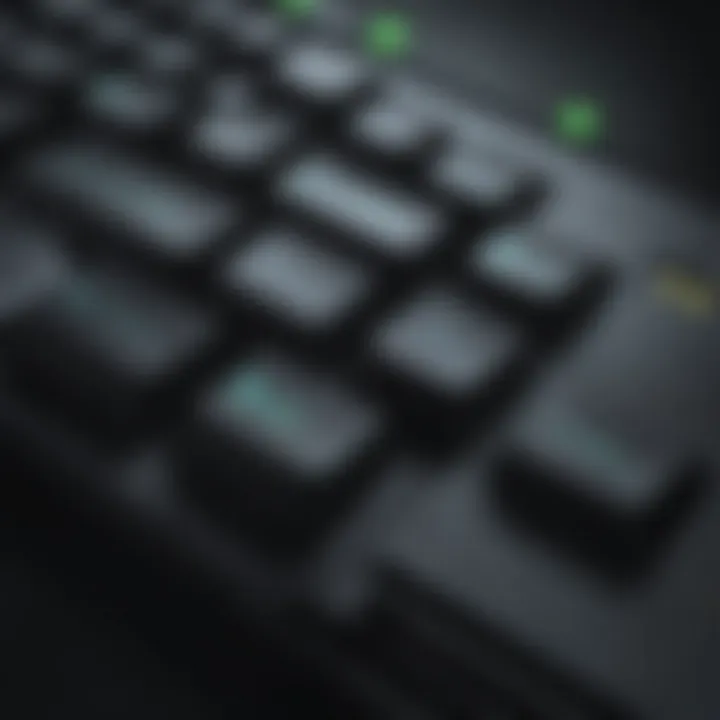 Close-up of unique key layout for left handed gamers