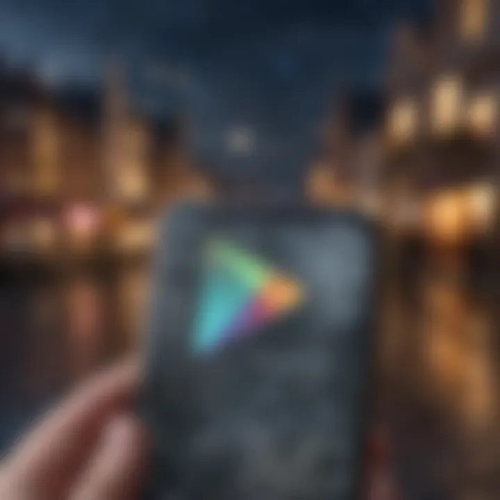 Google Play Store icon amidst a digital landscape