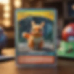Close-up of a rare Pokémon card showcasing its unique holographic features.