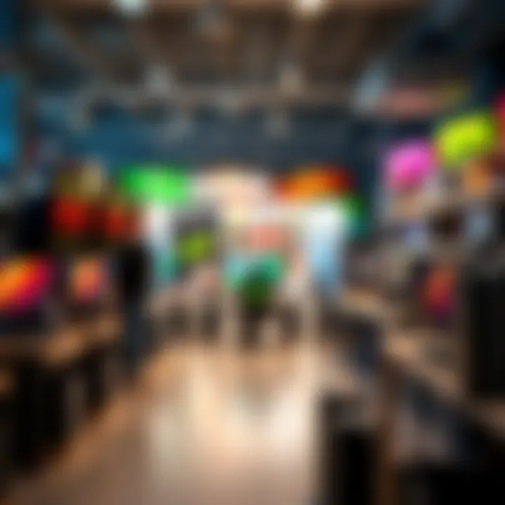 Gaming Desks Showcase in Retail Variety of gaming desks displayed in a retail store