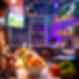 A vibrant kitchen filled with interactive gaming elements