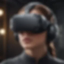 A close-up view of a state-of-the-art virtual reality headset showcasing advanced features.