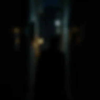 Echoes of Mystery in the Shadows A dimly lit alley highlighting a mysterious figure