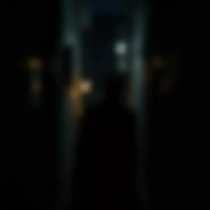 Echoes of Mystery in the Shadows A dimly lit alley highlighting a mysterious figure