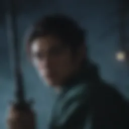 Tanjiro wielding his sword in the moonlight