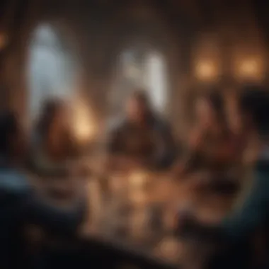 A group of players engaged in a Dungeons & Dragons session, immersed in storytelling