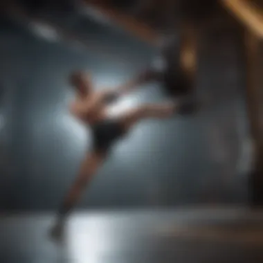 Martial artist executing a precise roundhouse kick