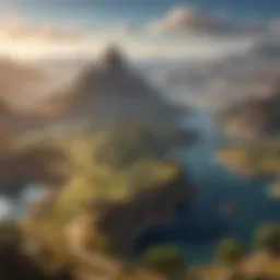 The intricate map of Eorzea showcasing its diverse regions and landscapes.