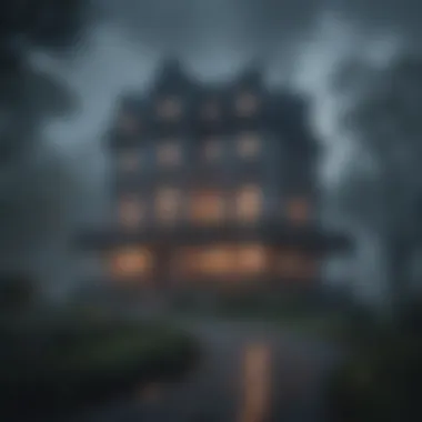 Ethereal mist enveloping a haunted mansion