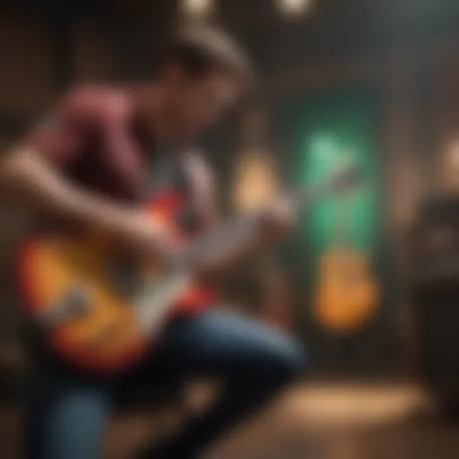 Guitarist rocking out in virtual world