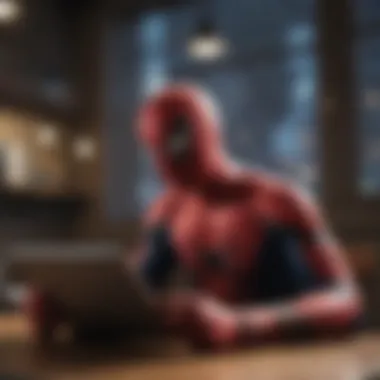 Spider-Man fan enjoying comics on a tablet