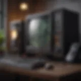 A visually striking representation of the evolution of PC gaming with historical gaming consoles and modern PCs.