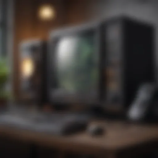 A visually striking representation of the evolution of PC gaming with historical gaming consoles and modern PCs.