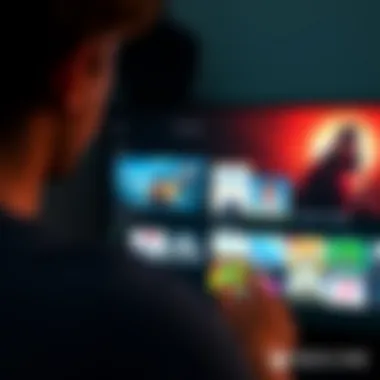 User Experience in the Xbox One Store A gamer browsing the Xbox One Store on a console, highlighting the user interface.