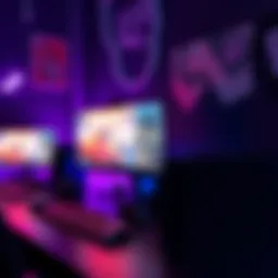 A vibrant Twitch gaming setup featuring Amazon Music integration