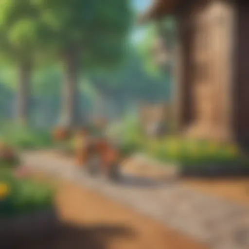 A vibrant in-game scene showcasing various DLC elements from Animal Crossing.