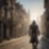 A dynamic scene showcasing the character from Assassin's Creed navigating through a historic cityscape.