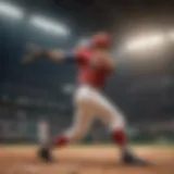 Baseball player in action swinging bat