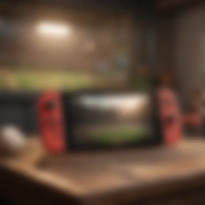 Nintendo Switch console with baseball game on screen