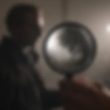 Mysterious Silhouette with Magnifying Glass Enigmatic silhouette with a magnifying glass