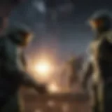 A group of players strategizing in Halo Infinite