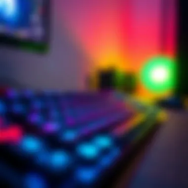 Customizable RGB Lighting on Logitech Gaming Keyboard A Logitech gaming keyboard featuring customizable RGB lighting