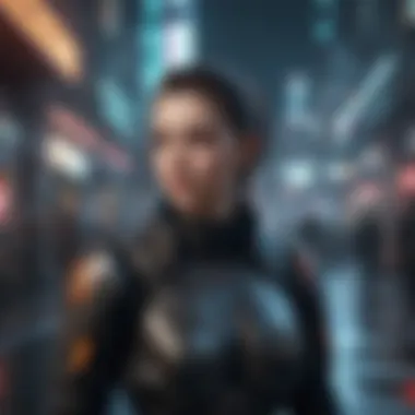 Concept art illustrating cyberpunk technology and gadgets