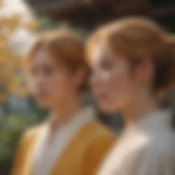 Aesthetic representation of Doukyuusei's main characters in a serene setting.