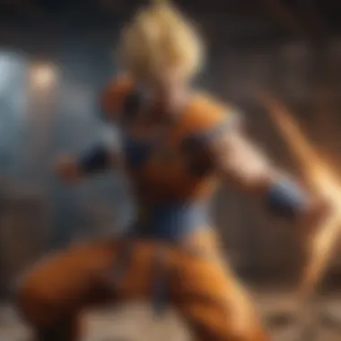 Dynamic Saiyan warrior in battle stance