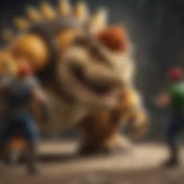 Luigi and Mario in an intense battle with Bowser