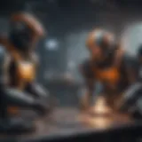 A fireteam strategizing in a virtual environment
