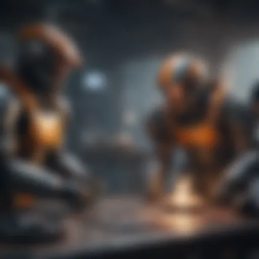 A fireteam strategizing in a virtual environment