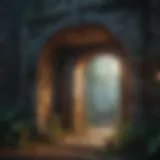 Artistic representation of enchanted portals in a game setting