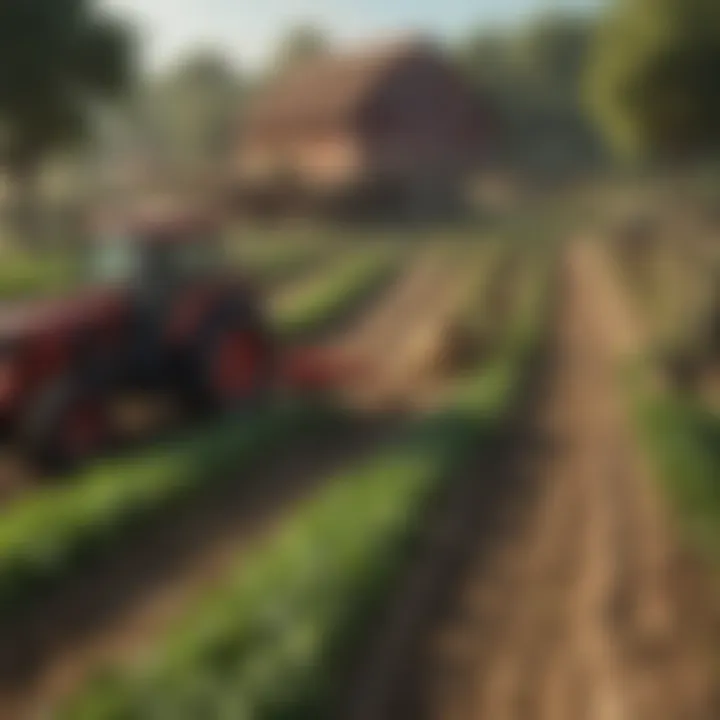 A serene digital landscape of a thriving farm