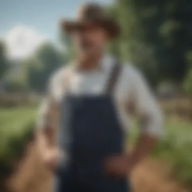 Elegant farmer in a sophisticated virtual landscape