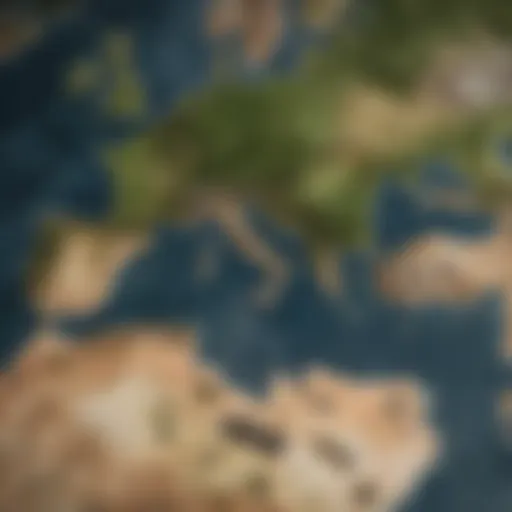 A strategic map showcasing various empires