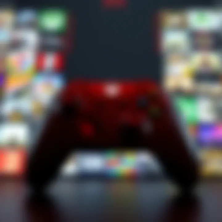 Experience Gaming Without Financial Commitment An Xbox One controller with an array of digital game icons in the background