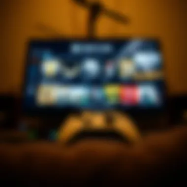 Accessing Free Games on Xbox One An Xbox One console connected to a digital storefront displaying free games