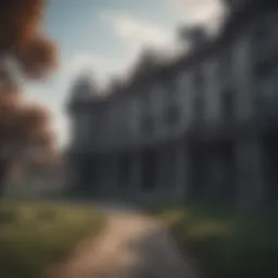 Eerie atmosphere in a deserted zombie-infested mansion