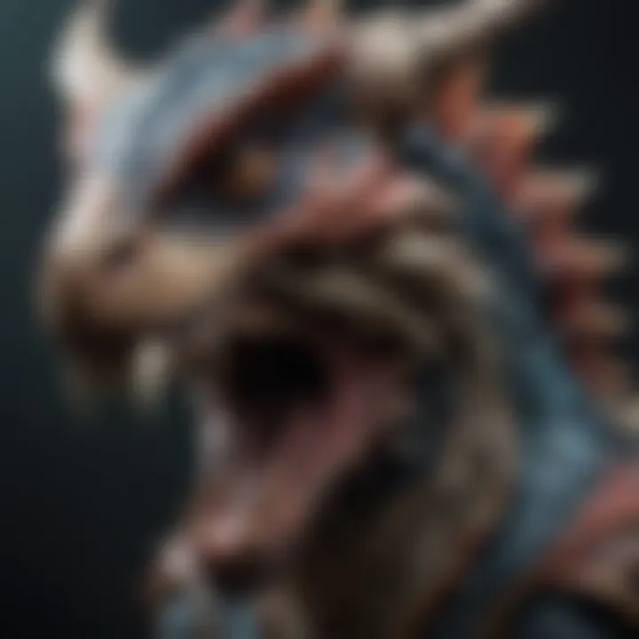 A close-up of a fantastical creature, showcasing its intricate design and features